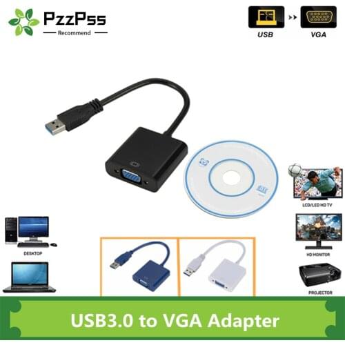 PzzPss USB 3.0 to VGA Adapter External Video Card Multi Display Converter for Win 7/8/10 Desktop Laptop PC Projector Monitor