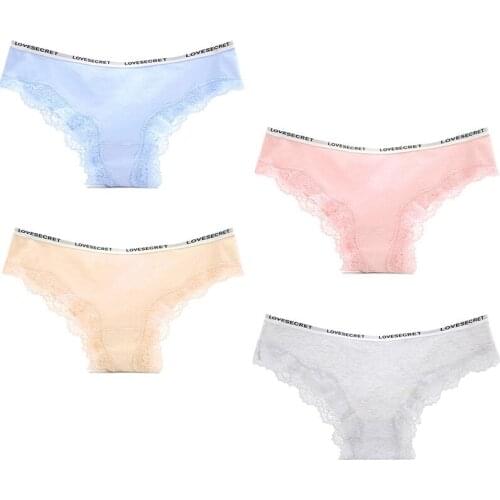 ATOXY Women New Low-Rise Sexy Underwear Thongs Ladies Lingerie Lace Cotton Womens Panties Seamless Breathable Briefs 4Pcs
