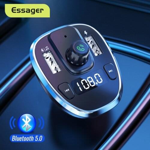 Essager Car Charger FM Transmitter Bluetooth Car Audio MP3 Player Dual USB Car Phone Charger TF Card Car Kit For iPhone Xiaomi
