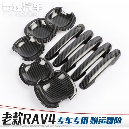Car Accessories High-quality Abs Chrome Carbon Fiber Decoration Door Handle Cover For Rav4 2009 2010 2011 2012 Car Styling