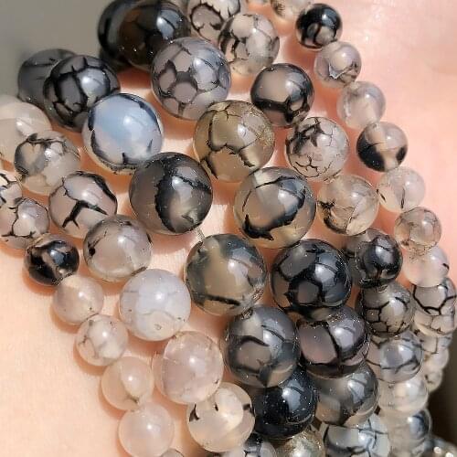 Natural Stone Beads Gray Dragon Stripes Agates Round Loose Spacer Beads For Diy Bracelet Jewelry Making 4/6/8/10mm Wholesale