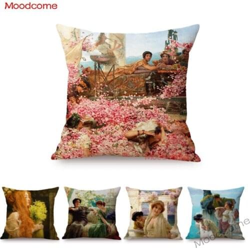 UK Artist Lawrence Alma-Tadema Ancient Luxury Noble Princess Prince King Flower Floral Spring Sofa Pillow Case Cushion Cover