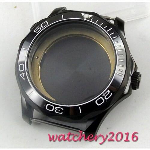 41mm Watch PVD Plated Case Black Ceremic Bezel Fit for MIYOTA 82 series Automatic Movement