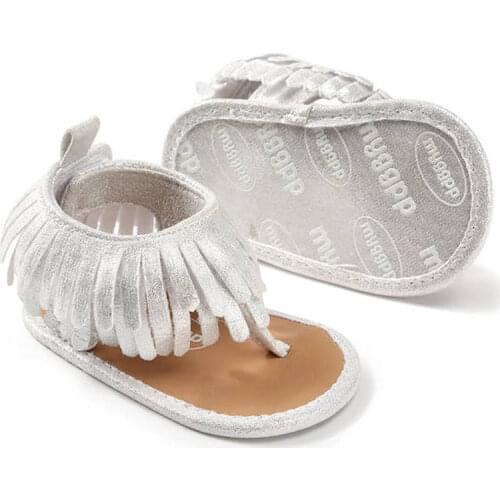 Newborn Infant Toddler Baby Sandals Girls Bling Shining Fringe Anti-Slip Cotton Sole First Walkers Summer Party Shoes