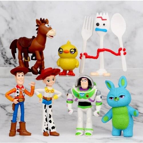 Woody Jessie Buzz Lightyear Forky Pig Bear Figura Model Doll Figurine Kids Gifts 7PCS Toy Story 4 Action Figure toys