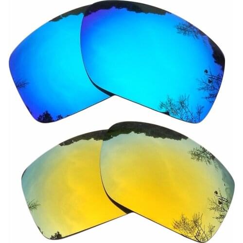 Ice Blue & 24K Gold Mirrored Polarized Replacement Lenses for Big Taco Frame 100% UVA & UVB