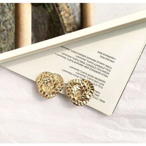 GSOLD Trendy Geometric Alloy Stud Earring Simple Irregular Bump Metal Texture Earring Women Vintage Jewelry Accessories 202103