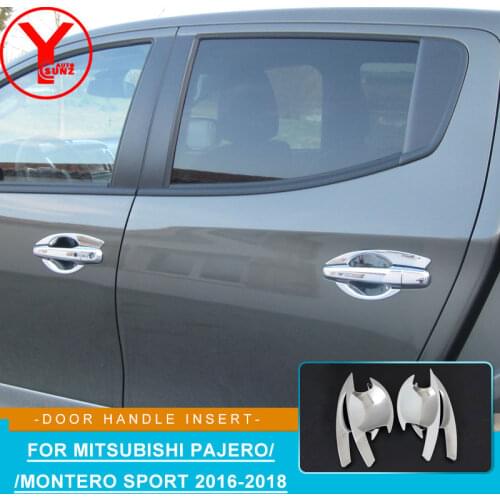 Chrome door handle insert For MITSUBISHI PAJERO SPORT Shogun 2016 2017 2018 ABS car styling accessories for Montero sport YCSUNZ