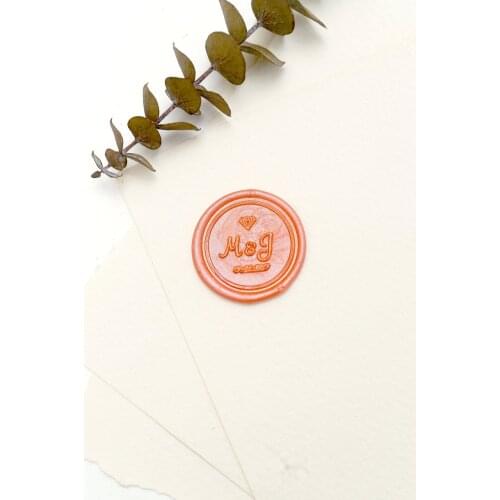 Personalized names with Diamond wax seal stamp kit /Custom wedding two initials seals/diamond wedding invitation seal/custom wed