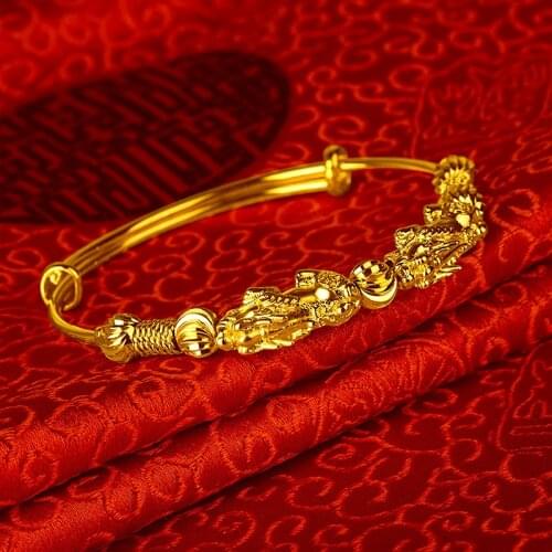 Exquisite Female Wedding Bracelet Adjustable Transfer Beads 14K Gold Bracelets for Womens Engagement Anniversary Jewelry Gifts