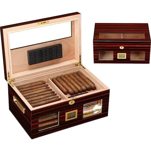 Cedar Wood Cigar Humidor Box Large Capacity Cigar Storage Cigarette Box Double Layer Moisture Case