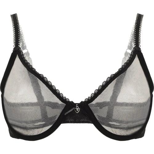 Ladies Secret ultra thin bra panty Sale Separated sexy gauze transparent invisible set B C D E F Cup 75 80 85 90 95 100 big size