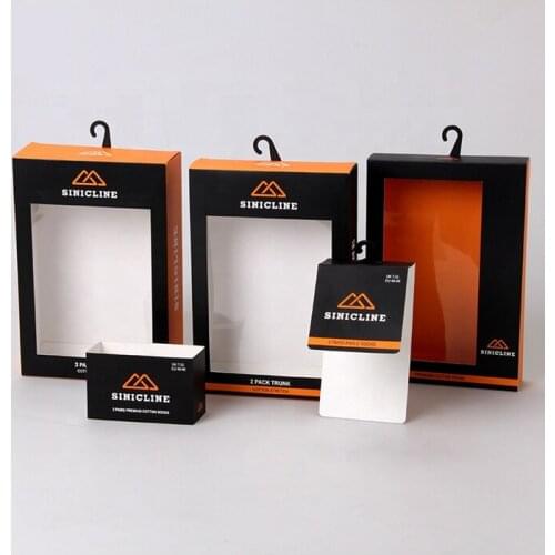 Custom Socks Box With PVC Window And Hanger Paper Box