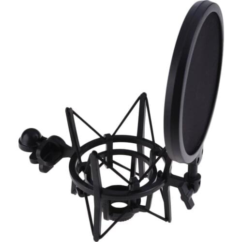 Vanpower Microphone Mic Professional Shock Mount with Pop Shield Filter Screen Provide Maximum Isolation from Handling Vibration