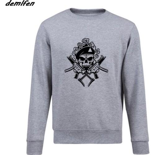 Fashion Cool Men pullover Fleece Hoodie Green Olive Military Design Army Skull Sweatshirt Hip Hop Coat Top Harajuku Streetwear