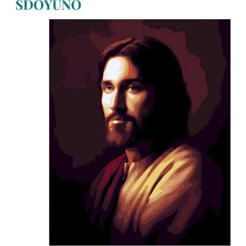 SDOYUNO Paint By Numbers Kits On Canvas Religiou DIY Frame 60x75cm Oil Painting By Numbers Figure Hand Painting Home Decor