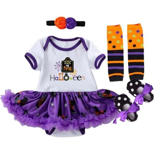 New 2021 Girl Clothes Set Cotton Lace Tutu Dress Halloween Party Baby Suit Girl Clothing Sets Newborn Infant Clothing Baby Suits