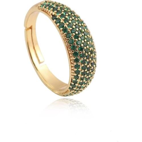 Luxury Female Rrainbow Micro Crystal Jewelry 18K Gold Plated Engagement Ring Charm Bride Zircon Wedding Band Rings For Women