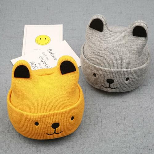 2020 New Baby 3D Cartoon Hat Spring Autumn Baby Hat for Boys Girls Knitted Cap Winter Warm Solid Color Children Hat