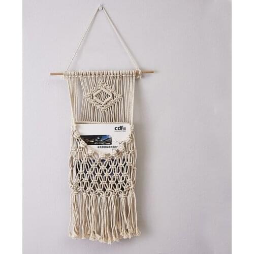 Nordic Tapestries Woven Home Wall Decor Hanging Macrame Magazine Book Organizer Geometric Art for Apartment Dorm Room Decoration