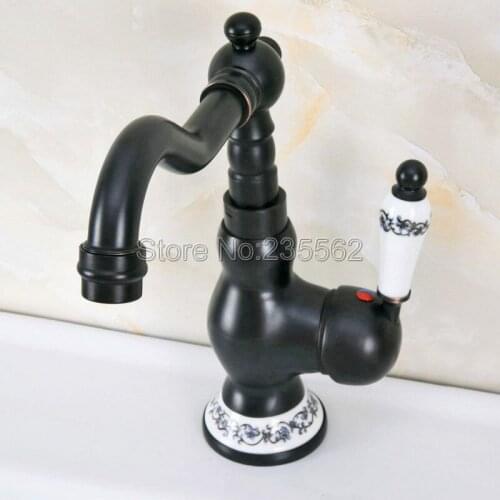Black Oil Rubbed Bronze Single Handle Swivel Spout Bathroom & Kitchen Basin Mixer Water Tap Sink Faucet Lnf658