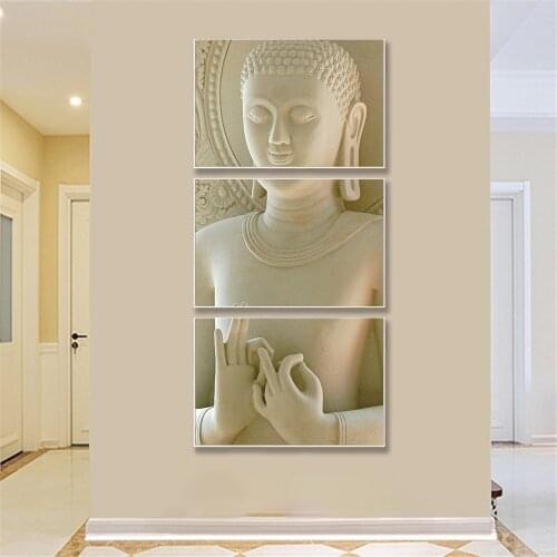 ZEN Printing Modern 3 Panel Buddha Painting Canvas Oil Painting Wall Picture For Living Room Hallway Decor Cuadros Decoration