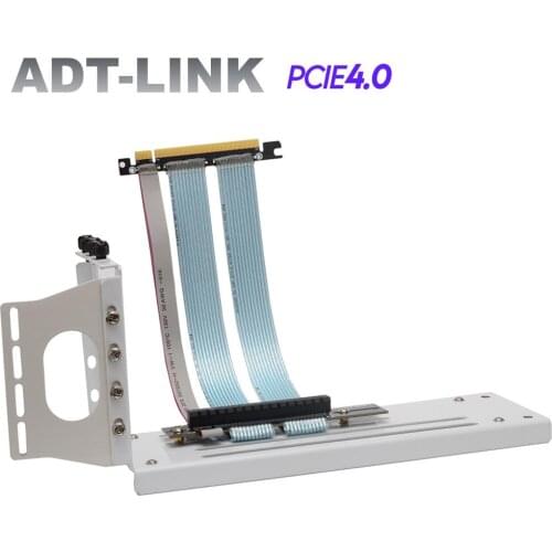 PCIe 4.0 x16 RTX Graphics Card PCI-e 90 Degree Flat Extension Cable GPU Riser Extender Vertical Bracket 3 Card Slots ATX Chassis