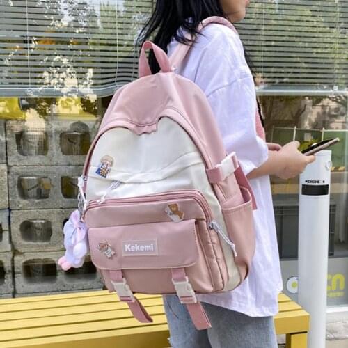 Female Patchwork Backpack for Women High Quality Nylon School Bag Girls Student Large Capacity Book Bag Teenagers Cloth Backpack