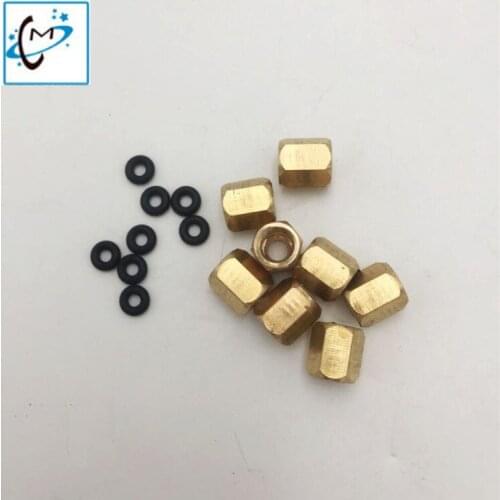 10pcs/lot eco solvent printer damper connector for DX4 DX5 DX7 head damper copper nut O ring screw 3mm*2mm tube dumper adapter
