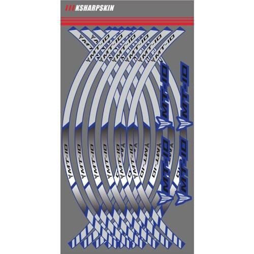 12 Strips Motorcycle Wheel Sticker Reflective Rim Stripe outer Rim Accessory Stickers For YAMAHA MT10 MT-10 pegatina rueda moto