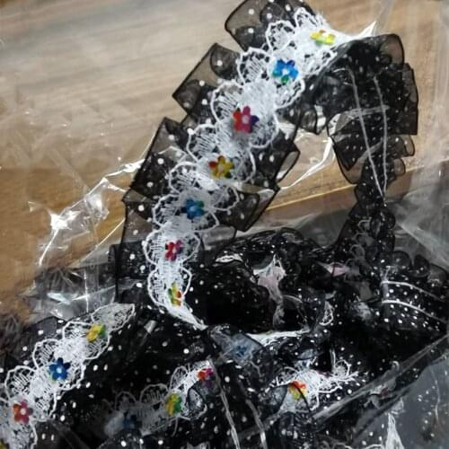 2 meters Printed yarn lace Sequin embroidery wrinkled Ribbon DIY Ethnic Costume Accessories Toy Doll Skirt Material