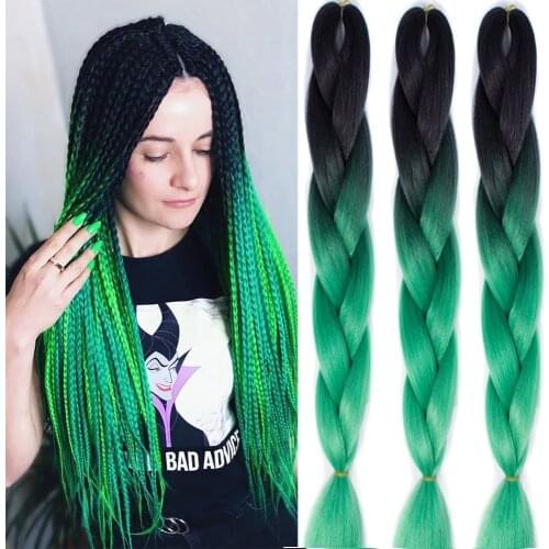 24 Inch Crochet Jumbo Braids Ombre Synthetic Braiding Hair Extensions pre stretched Natural Black Heat Fiber Hair