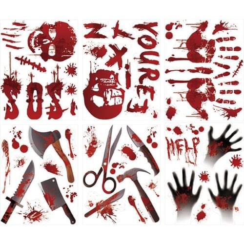 3D Window Refrigerator Sticker Halloween Decoration DIY Decor Party Horror Scary Wall Stickers Easy To Tear Halloween Supplies