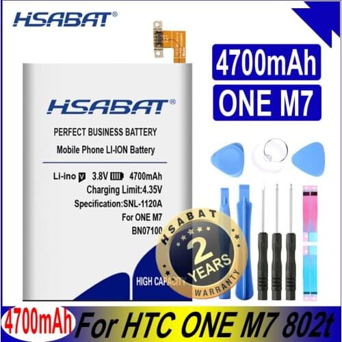 HSABAT New Arrivals 4700mAh BN07100 Phone Battery Use for HTC ONE M7 802D 802T 802W 801E 801S 801N HTL22 One J
