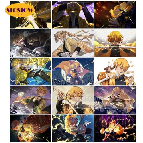 Diamond Painting Demon Slayer Kimetsu No Yaiba Anime Zenitsu Sword Character Diamond Embroidery Cross Stitch Full Set Home Decor