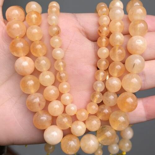 Natural Stone Yellow Opal Beads 6/8/10mm Diy Handmade Bracelet Necklace Round Loose Spacer Beads For Making Jewelry 15"Strand