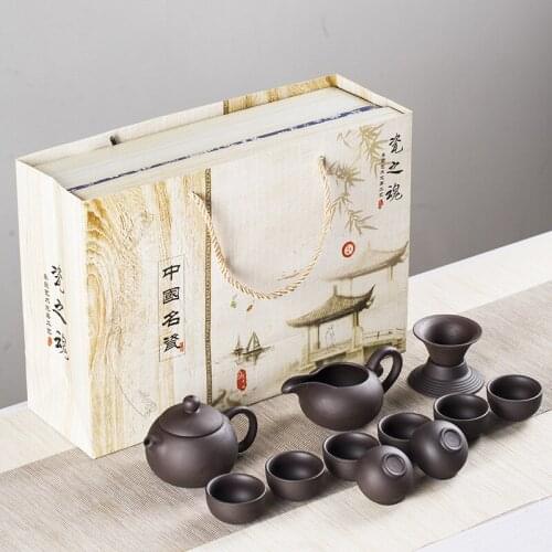 Purple Sand Tea Set Black Chinese Kung Fu Teapot Handmade Teaware Sets Teapot Teacup Gaiwan Tureen Tea Ceremony Gift Box