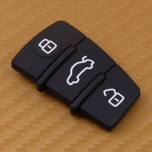 DWCX Black 3 Button Silicone Pad Mat Skin Flip Remote Key Case Shell Cover Fit For Audi A3 A4 A6 Q7 S6 TT