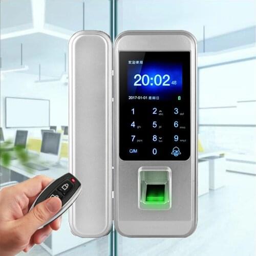 No Wiring Smart Door Lock Biometric Fingerprint Digital Code RFID Glass Wooden Office Electronic Door Lock With Remote Control