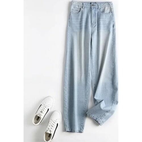 Dave&Di England High Street Vintage Washed Loose Mom Jeans Woman High Waist Jeans High Waist Boyfriend Harem Jeans For Women