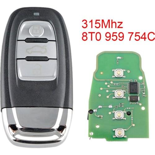 3 Button Smart Remote Key Fob 315MHz for Audi Q5 A4L A5 A6 A7 A8 RS4 RS5 S4 S5
