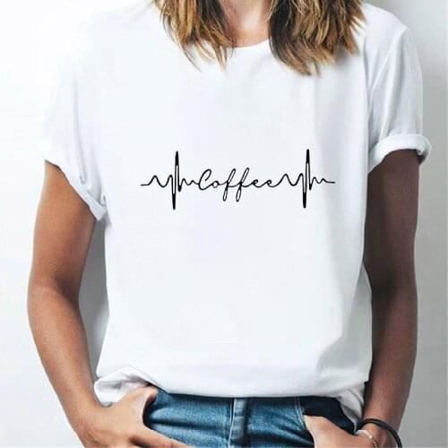 Electrocardiogram graphics Tshirt O-neck short sleeve Tshirt Lady T-shirt Simple Tshirt Female Fashion T-shirt Casual tshirt