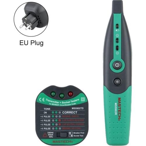 MS5902 Low Battery Warning Circuit Breaker Finder With Indicator Light AC 220V Socket Tester Automatic Electrical Instrument
