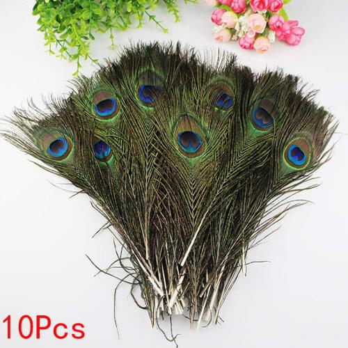 10 Pieces Real Natural Peacock Feathers for Craft Halloween Costume Bridesmaid Corsage Christmas Wreath and Home Decoration