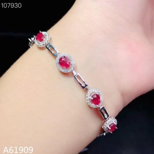 KJJEAXCMY fine jewelry 925 sterling silver inlaid natural ruby female bracelet support test