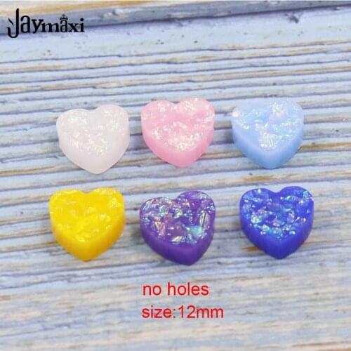 Jaymaxi Heart Opal For Women DIY Necklace Bracelet Making No Holes Heart Shape 12mm Jewelry Findings 6 Color 20Piece/lot