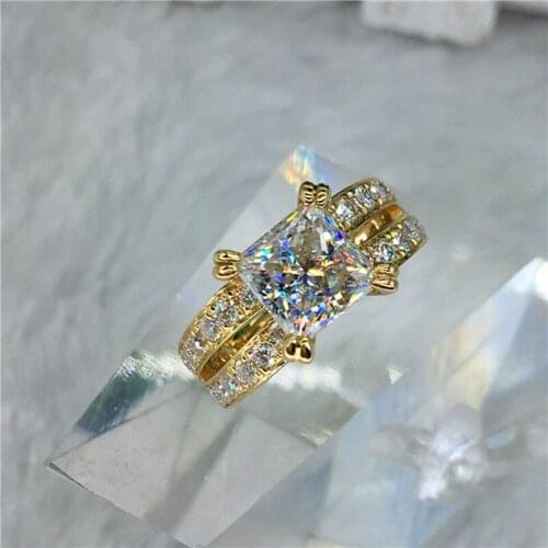 100% 18K Gold ring 2ct D color VVS Moissanite Diamond Ring Wedding ring With national certificate 006