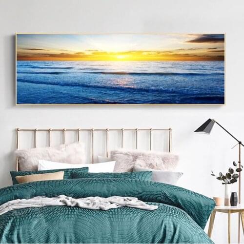 Beautiful Sea Sunrise Painting Seascape Posters and Prints Wall Art Canvas Painting Pictures for Living Room Cuadros Home Decor