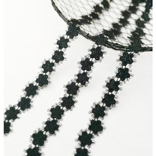 10 Meters/lot Black Water Soluble Floral Embroidered Lace Trim Fabric Home Decoration Lace