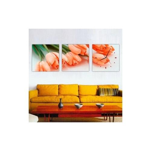 Top Quality counted clock cross stitch kit triptych triptich orange tulip tulips flower flowers, timepieces included